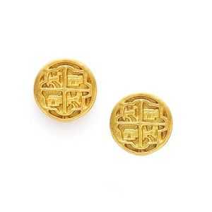 Julie Vos Gold Valencia Round Clip On Earrings